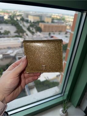 kate spade Glitter Bifold Wallet in Gold